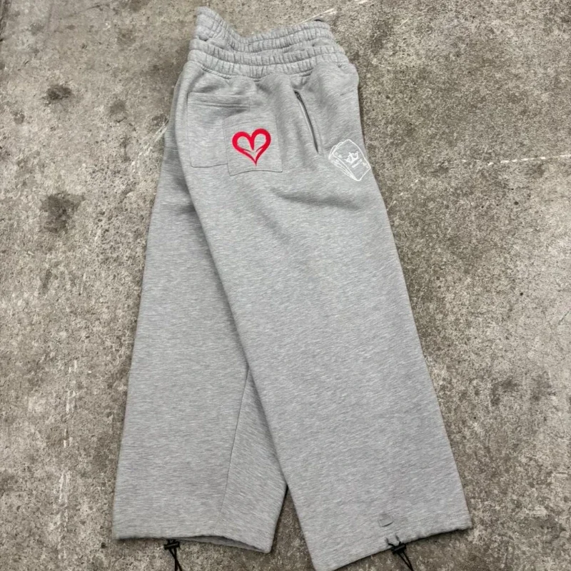 Sport Jogging Trousers Fashion Pants Men Casual Pants Double waist jogging pants embroidered pattern drooping Y2K retro men goth hip hop streetwear neutral loose sports pants