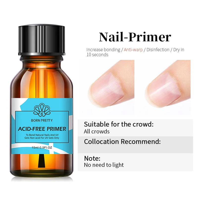 BORN PRETTY 15ml Nail Primer Nail Prep Dehydrate Base Top Coat Gel Nail Polish No Need Of UV LED Lamp Nail Art Varnish Manicure 4