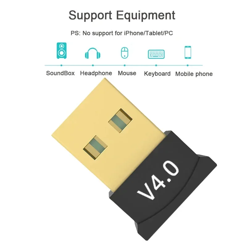 무료 배송 USB 블루투스 4.0 어댑터 무선 동글 호환 V 4.0 USB 2.0 송신기 오디오 수신기 Windows 노트북 용