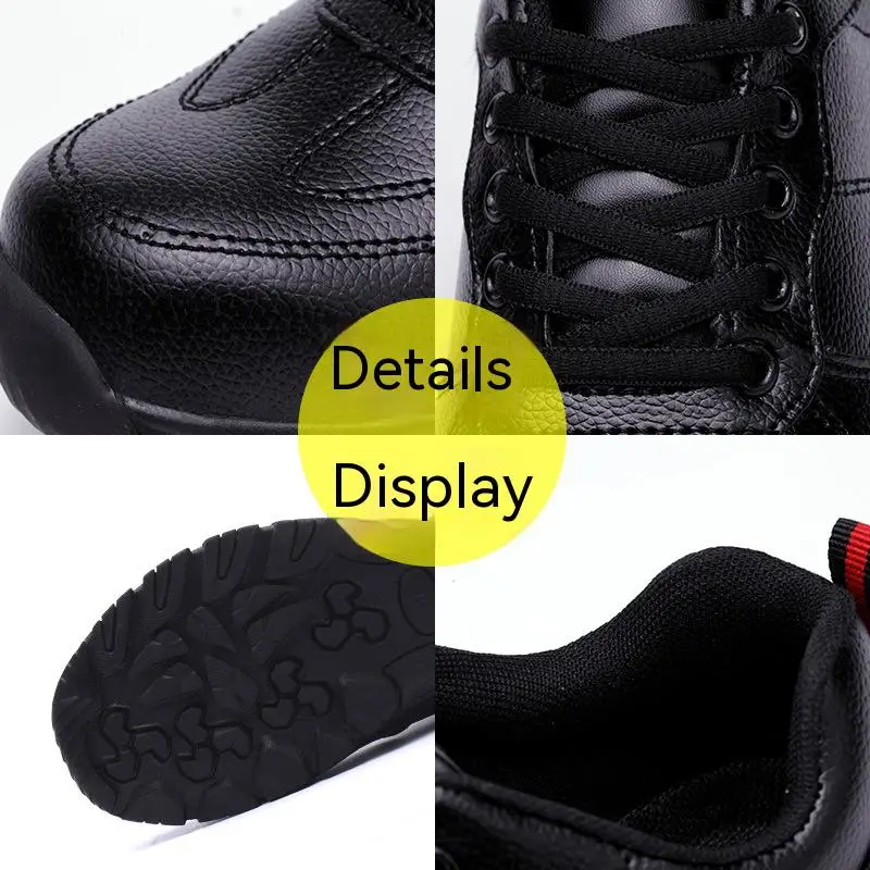 Zapatos de seguridad de cuero para hombre, zapatillas de trabajo ligeras e impermeables, antigolpes y ANTIPERFORACIONES, botas indestructibles