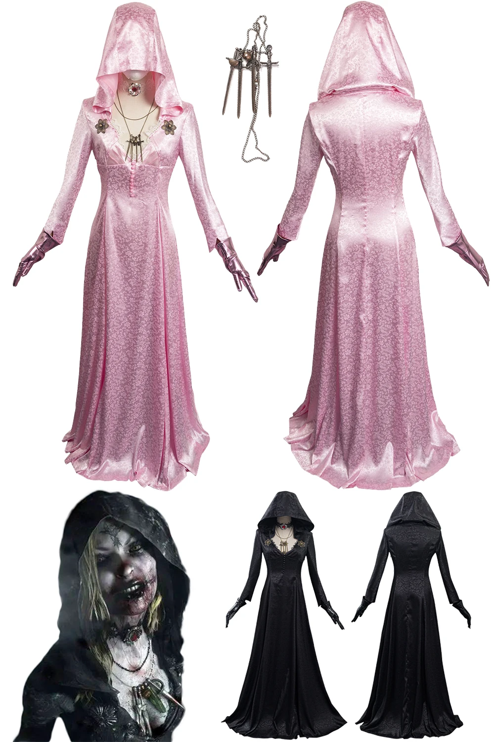 Pink Moth Lady Cosplay Vampire Role Play Gioco Di Rischio Biologico Resident 8 Village Costume Donna Fantasy Fancy Dress Up Party Clothes
