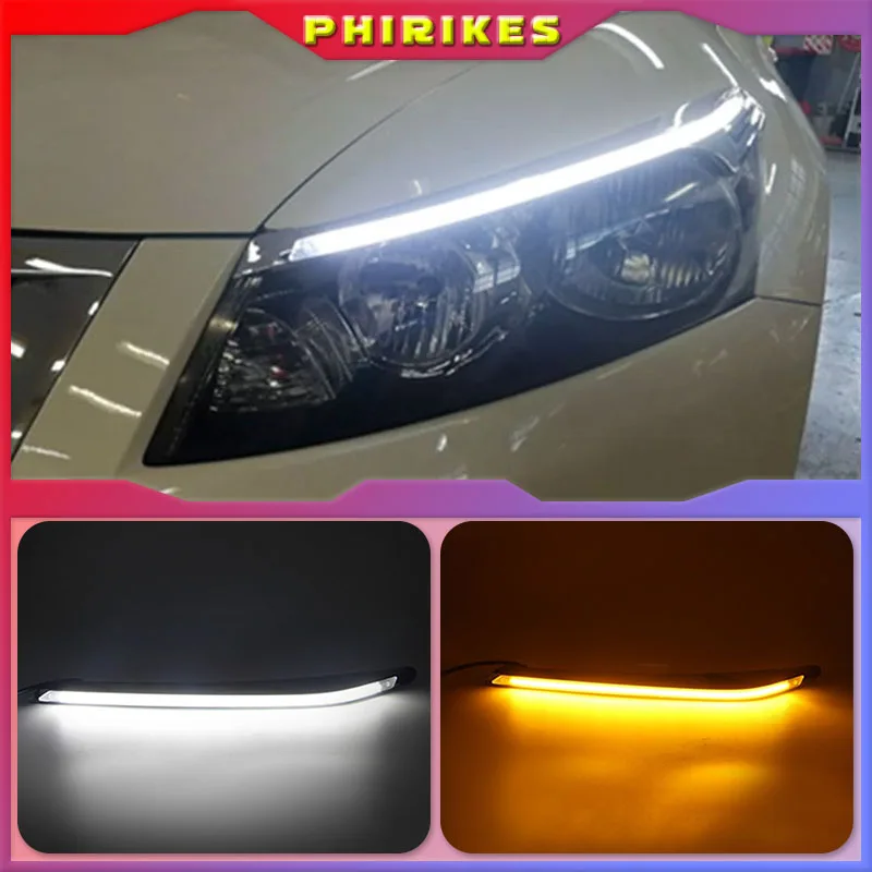

2Pcs LED Daytime Running Light Yellow Turn Signal Car Headlight Eyebrow Decoration For Honda City Grace 2015 2016 2017 2018