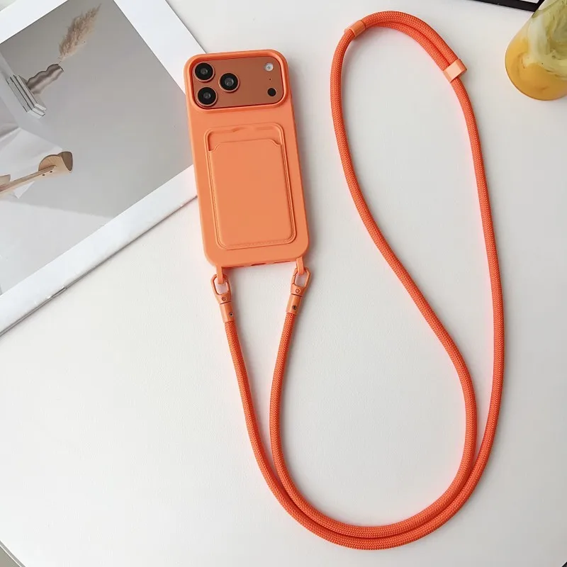 Stylish Shockproof Crossbody Lanyard Case with Card Holder and Soft Candy-Colored Design