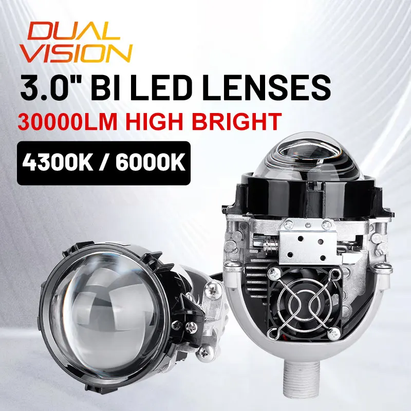 

30000LM Bi LED Projector Lens 4300K 6000K LED H4 H7 9005 9006 HB3 HB4 Lense In Headlight Angel Eyes Shrouds With LED Chips LHD