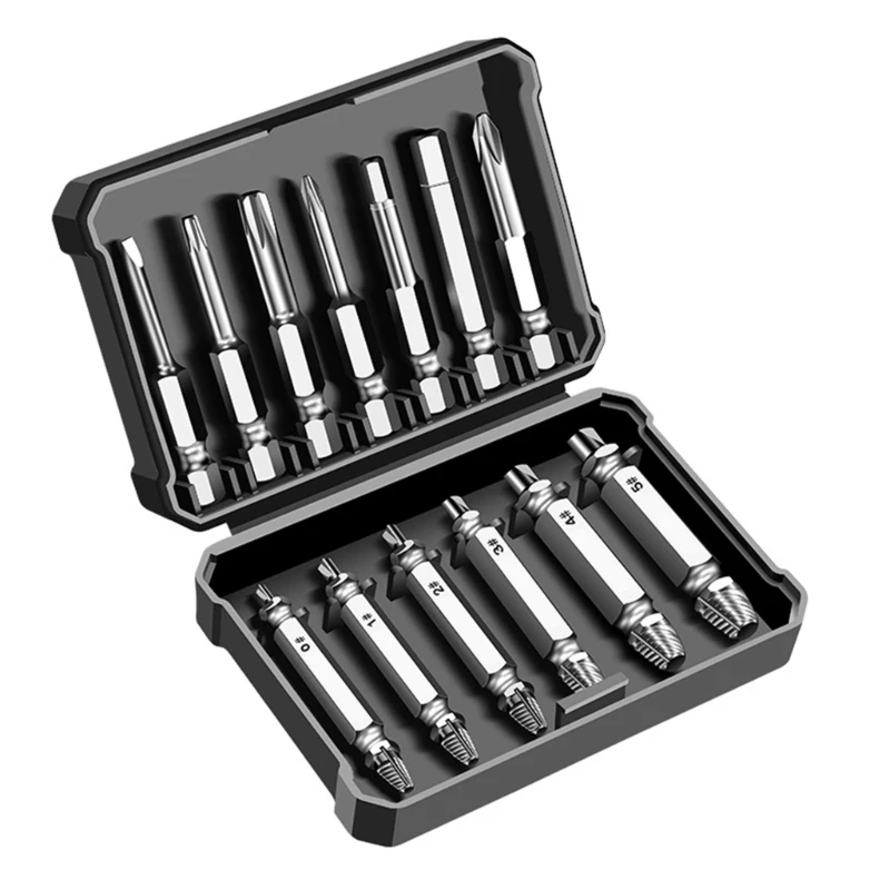 

Screw Remover Extractor Drill Bits Carbon Steel Guide Set Broken End Removal Drill Set Damaged Bolts Remover Tools 85AC