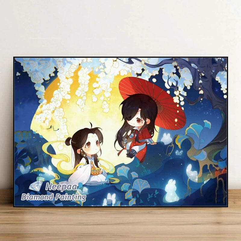 Diamond Painting Painting Set Anime Tian Guan Ci Fu 5d Diamond Painting Heaven Official's Blessing Hua Cheng Xie Lian Cartoon Mosaic Cross Stitch Art Gift