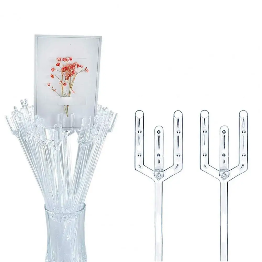 Lightweight 100Pcs Unique 3-fork Head Card Holder Centerpiece Cake Topper Stick Eco-friendly Flower Stick Exquisite for Party