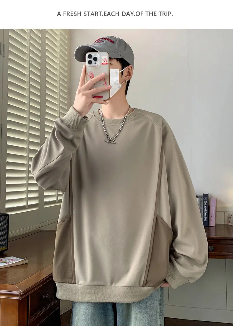Hochwertige Herren-Freizeitpullover 2026 Frühling Herbst Street Loose Hoodies Übergroße M-8XL Pull-On Sweatshirts Jugend-Oberbekleidung Top – Detail 14
