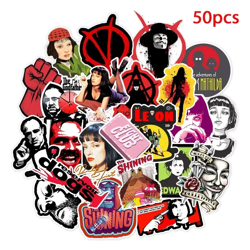 50pcs Classic Movie stickers For Luggage Laptop Art Painting Kill Bill Pulp Fiction Poster Stickers waterproof skateboard