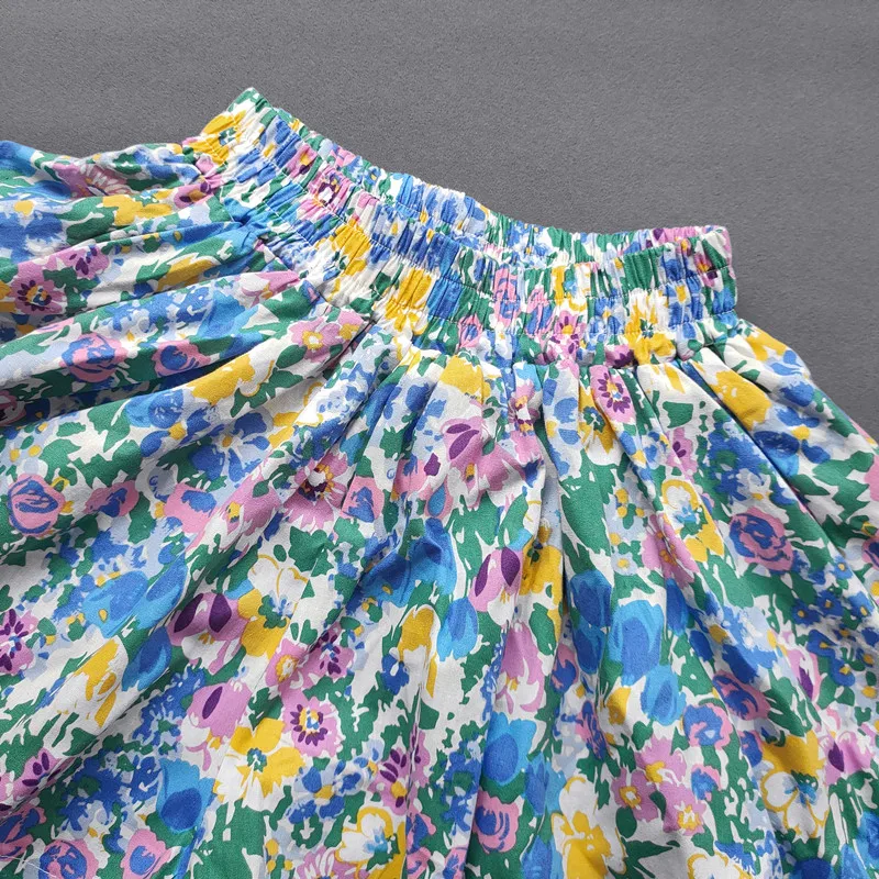 Baby Girls Flower Culottes Summer Sweet Fashionable Children's Floral Wide-Leg Hot Pants Kids Girls Mini Shorts 5