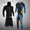 Men's Turtleneck Sports Top Running Leggings Sport Thermal Underwear Winter Workout Base Layer Jogging Wear Men Second Skin 3