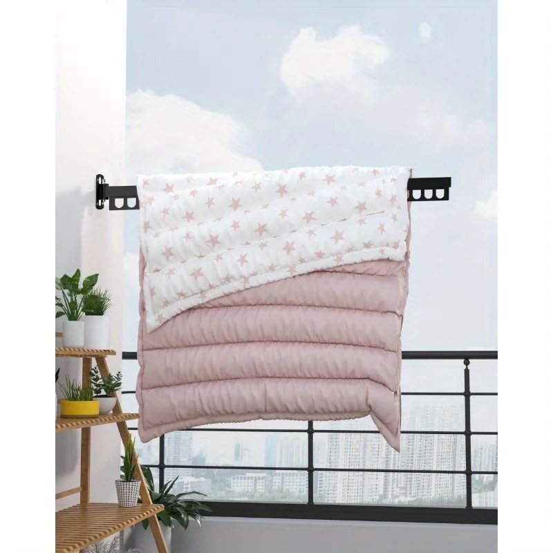 Foldable Wall Mounted Clothes Rack Carbon Steel Laundry Metal Strap Hanging Rack Home Folding