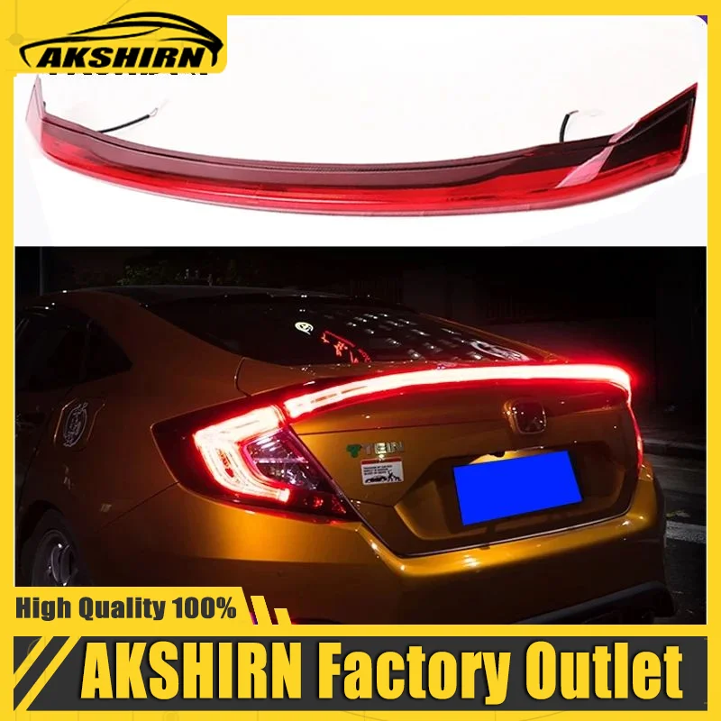 

Car Style LED ABS Spoiler With Rear Brake Lamp For Honda for Civic 2016-2017 Tail Light Trunk Led Accessories