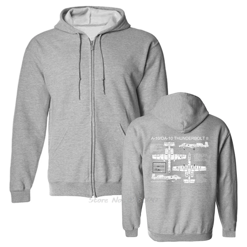 US A10 OA10 Thunderbolt II Attack Plane Bedruckter Kapuzenpullover Militärbegeisterte Übergroße Fleece-Reißverschluss-Kapuzenpulloverjacke für Herren – Detail 5