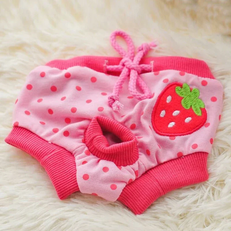 1PC pet dog shorts sanitary physiological pants cute fruit print diaper dog shorts washable female panties underwear briefs dog diapers pet diapers dog nappies dog shorts