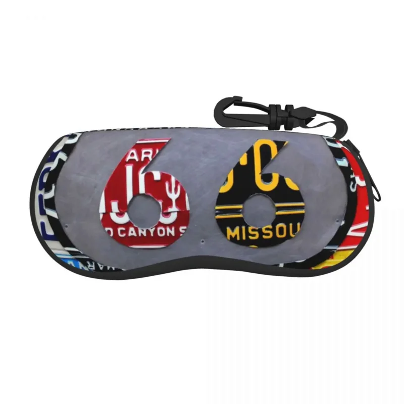 

Custom Route 66 License Plate Art Glasses Case Portable American Road Shell Eyeglasses Case Sunglasses Box