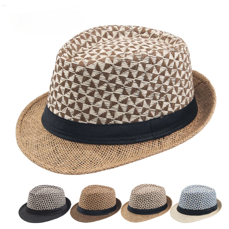 Straw Hat Fedora Hat Sun Protection Hat Fashion Hat Men's Fedoras Summer Straw Hats Straw Paper Woven Top Hats Outdoor Sun hats Selling Curly Jazz Panama Cap