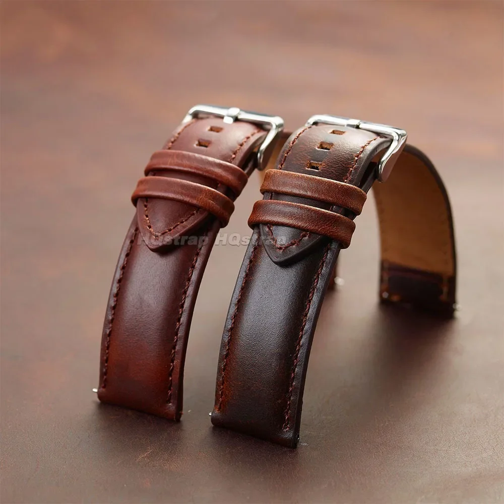 Handcrafted Brown Leather Quick Release Bracelet Wristband Accessory