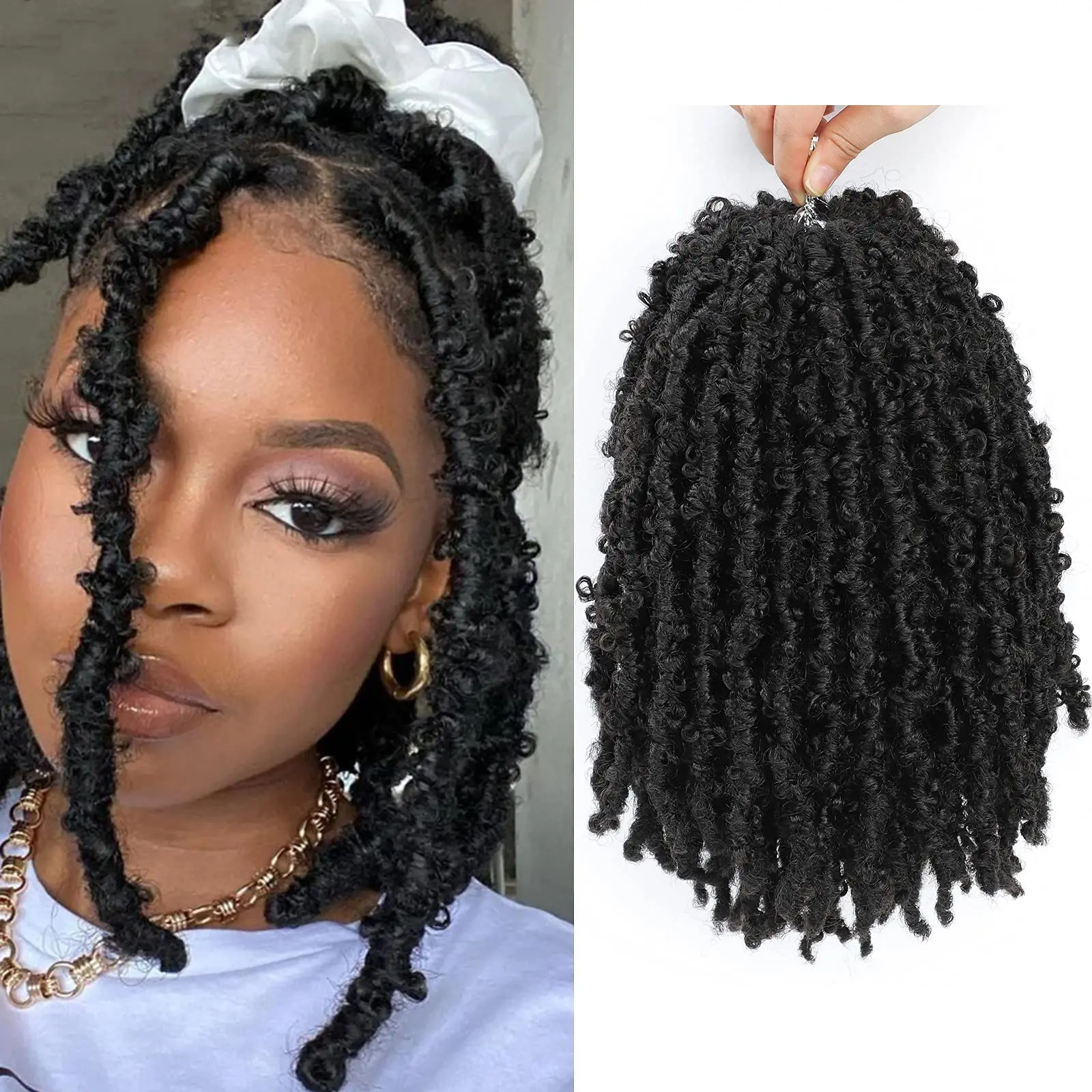 

14 Inch Butterfly Locs Hair Pre looped Butterfly Locs Crochet Hair Distressed Locs Crochet Braid Natural Black ls15