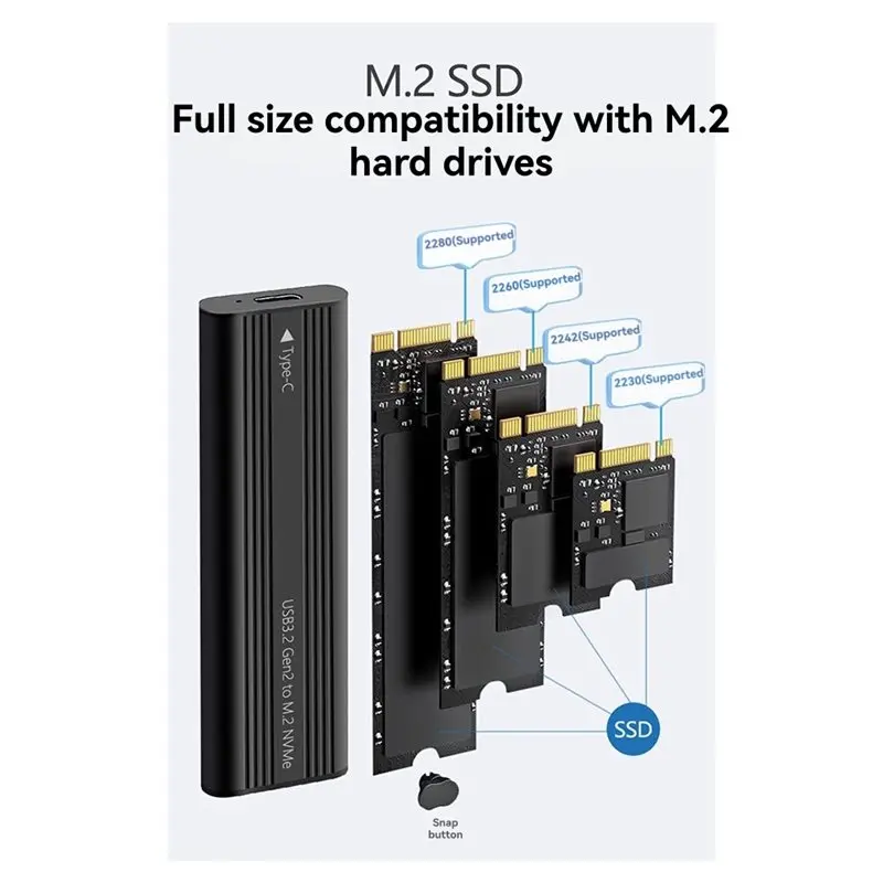 B49C 외장형 하드 디스크 박스 M.2 NVME PCIe SSD 케이스 USB 타입 C 10Gbps PCI-E M2 SSD 홀더