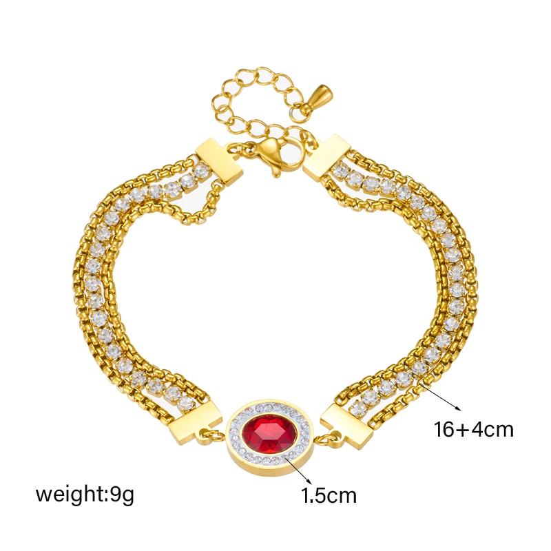 MEYRROYU 316 Stainless Steel Golden Red Zircon Eye Tree Pendant Bracelet For Women Jewelry Gift Bijoux Accessories
