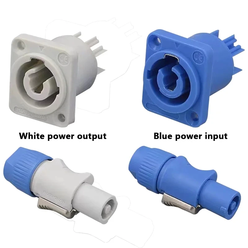 Conector de Alimentação com Alto-falante Led Plugue Macho Soquete Fêmea Entrada Azul e Saída Branca 3pin 20a 250v Nac3fca Nac3fcb Pcs 10 Pcs 20 Pcs