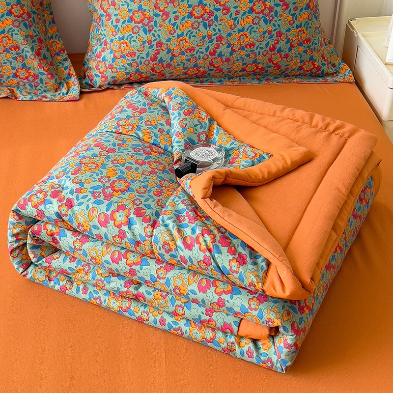 Summer Quilt Summer Quilt Set Bed Comforter 100% Cotton Double-sided Cool Feeling Queen Ice Silk Blanket