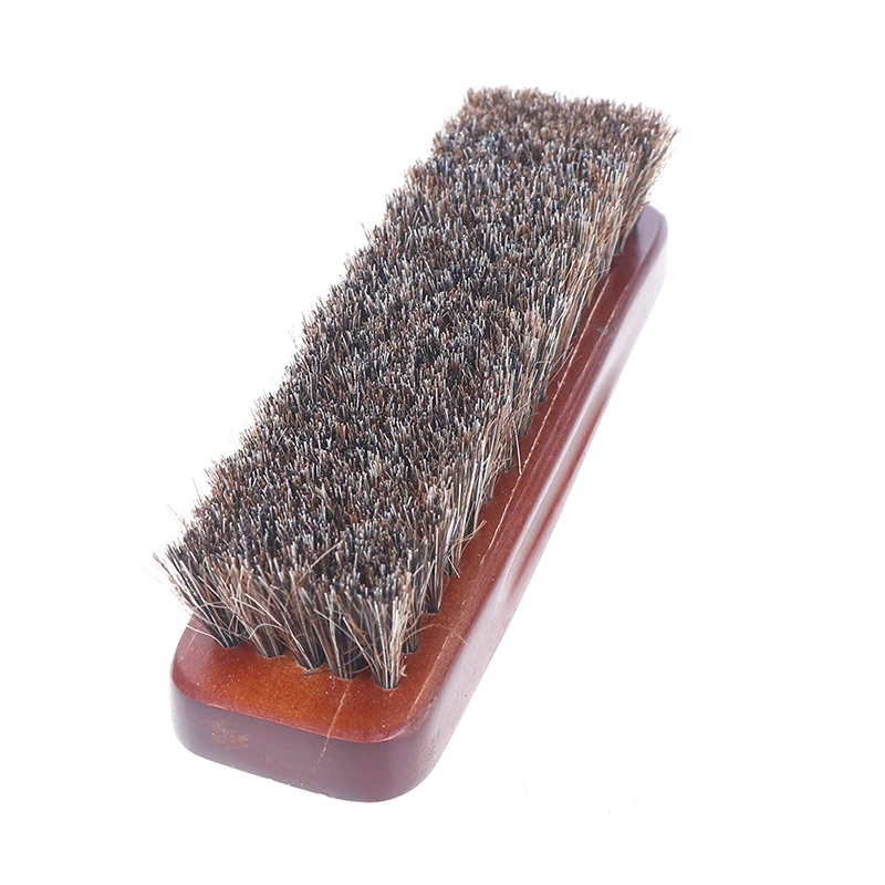 Natural wood Bristle Horse Hair Shoe Boot Brush Care Clean Shine Polish Brush 4