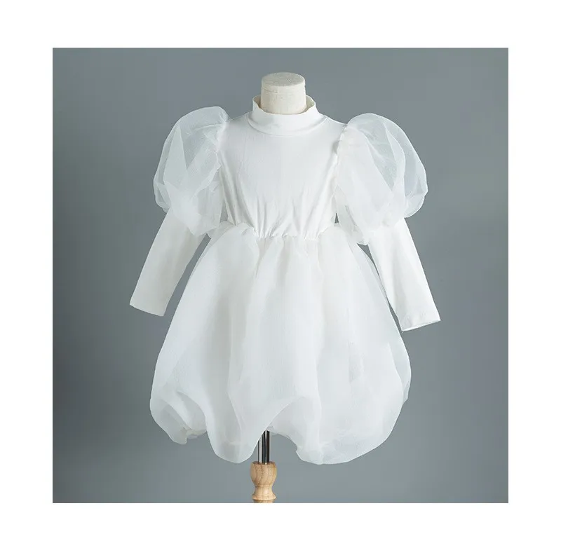 Girls Long Sleeved Dress Spring 2022 New Korean Children's Solid Color Puff Sleeve Noble Princess Dresses Autumn Kids Clothing- S8ff4312556104a9ea72eb045eec2b91eI
