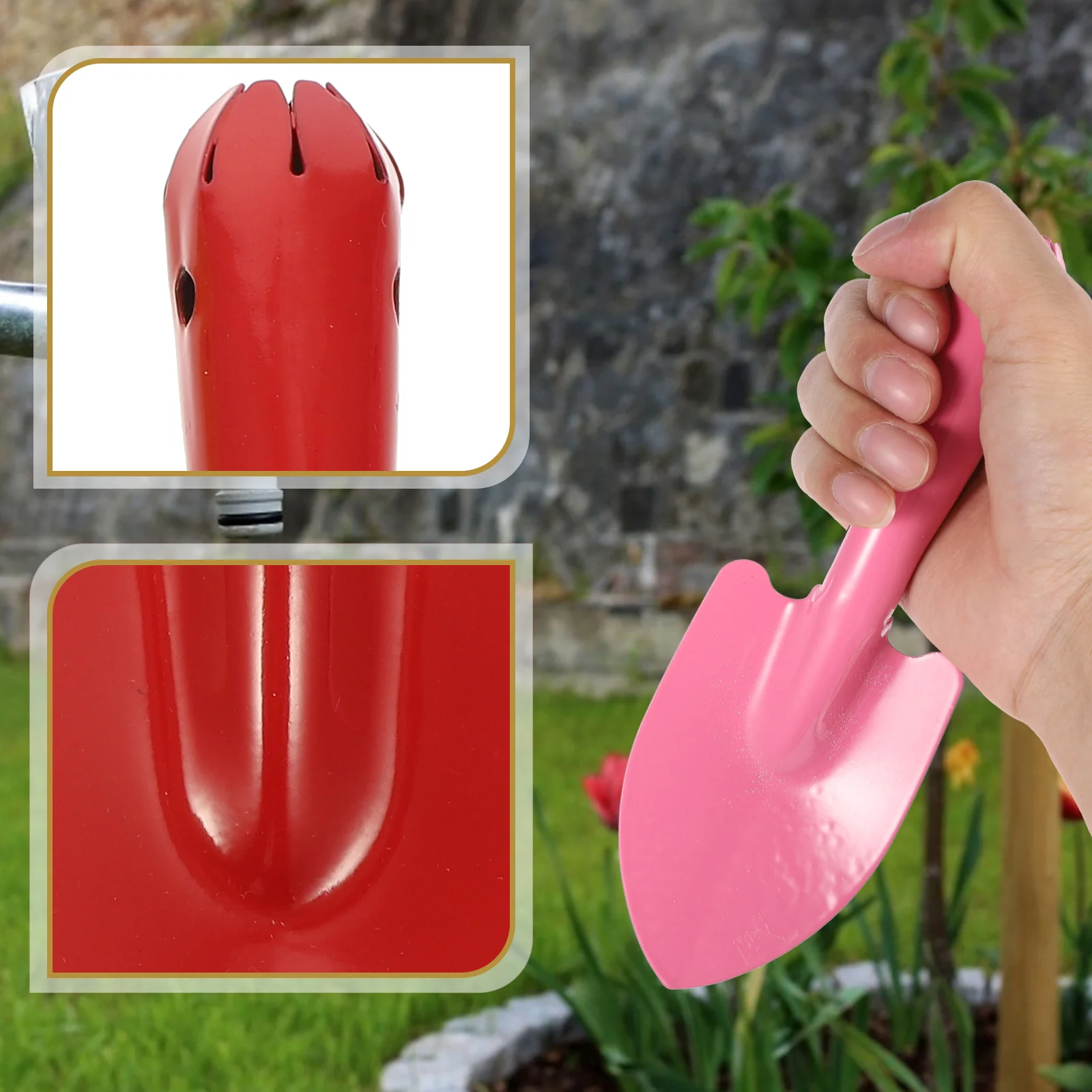 4 Pcs Gardening Shovels Ergonomic Iron Planting Tools Red Green Lightweight Portable Soil Digging for Flowers