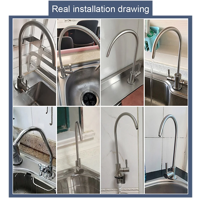 1pc Kitchen Water Filter Faucet 1/4 Inch Connect Reverse Osmosis Faucet 1/2/3Heads Stainless Steel Filter for Drinking Purifier