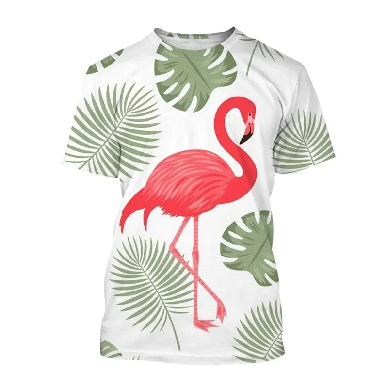 

Hawaiian Flamingo 3D Printed T Shirt For Men Clothes Hawaii Animal Birds Graphic T Shirts Vacation Y2k Women Tee Luxury Cp Tops