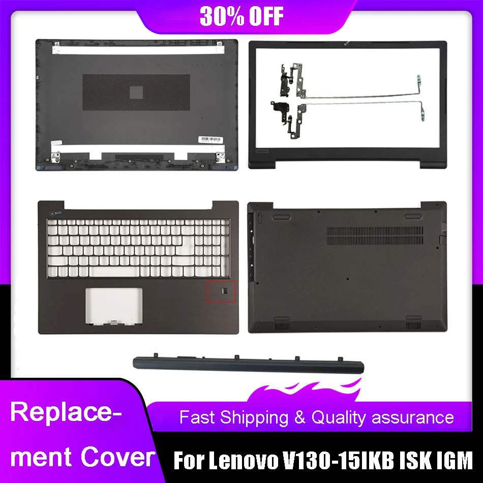 Nuova Cover Posteriore Lcd Per Laptop Per Lenovo V130-15 V130-15Igm V130-15Ikb Cornice Anteriore Poggiapolsi Cerniera Inferiore Superiore Grigio