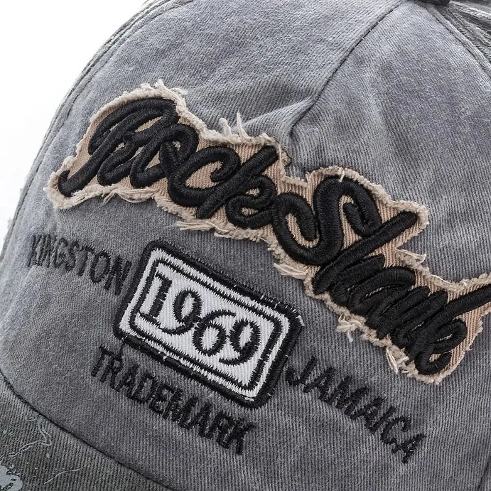 Washed Denim Letters Baseball Cap Vintage Patchwork Snapback Hat Embroidery Cotton Adjustable Hip Hop Hats Summer Autumn