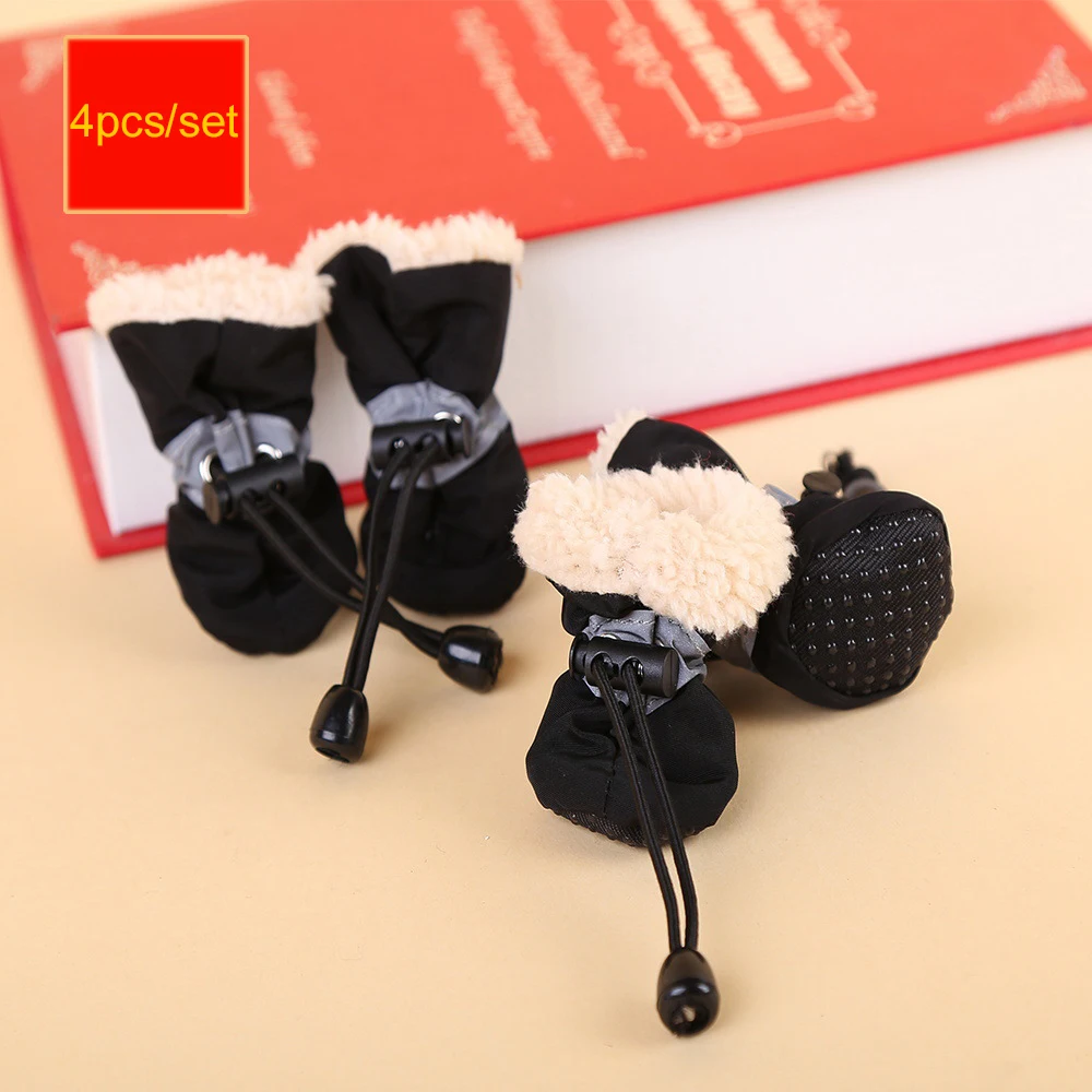 Title 3, 4pcs/set Waterproof Winter Pet Dog Shoes Anti-s...