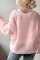 Women'S Soft V Neck Pullover Sweater  Casual Detail Light Pink Loose Fit for Spring Fall Spring - Image 3