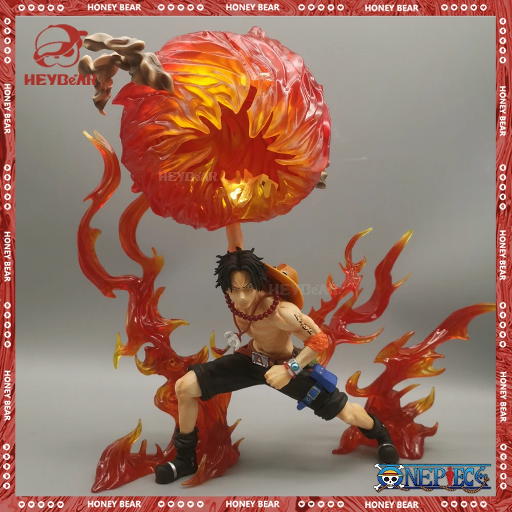 

30cm One Piece Figure Ace Anime Figure Fireball Portgas D Ace Action Figurine With Light Pvc Gk Statue Model Doll Collection To