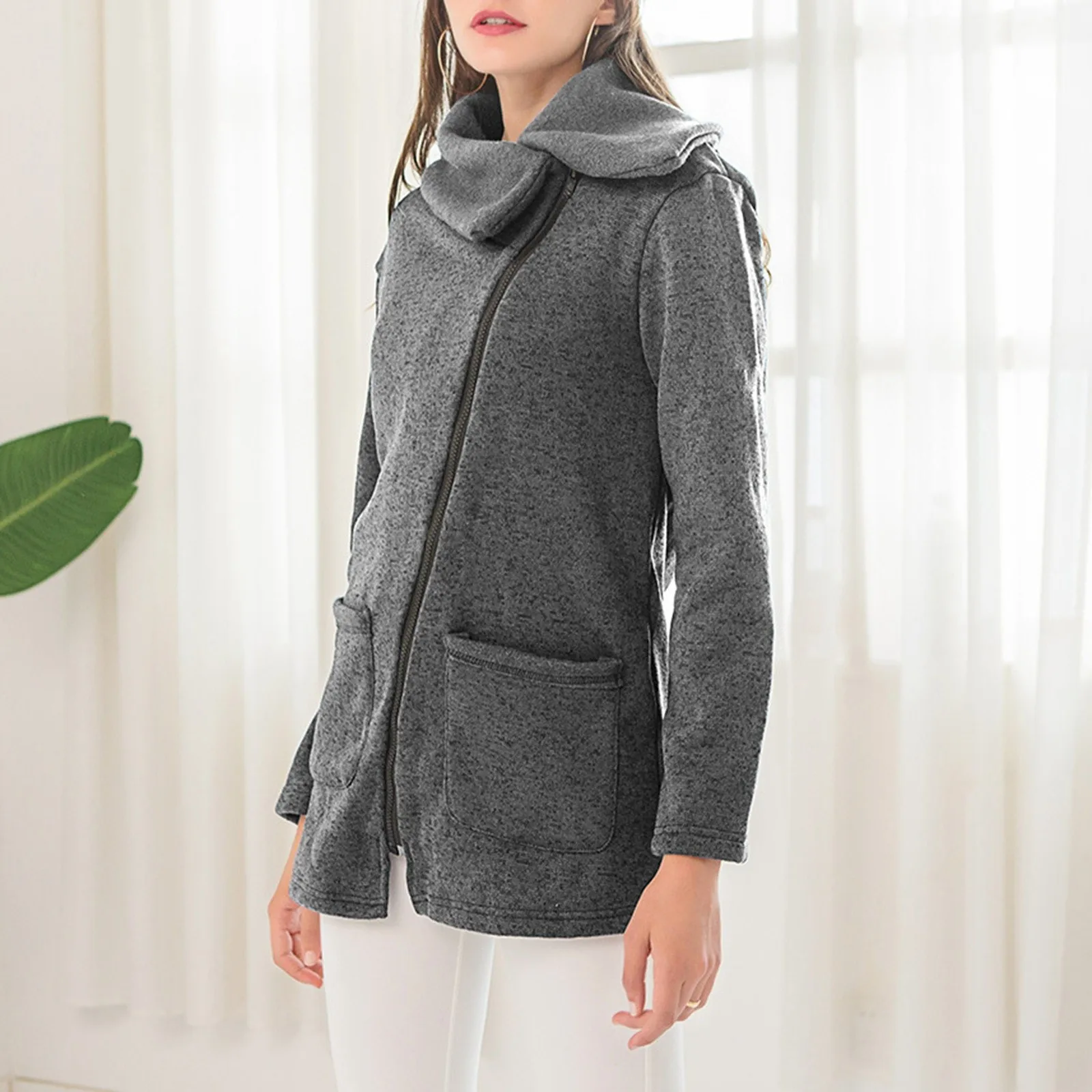

Comfy Sweatshirt for Women Women's Fashionable Side Zipper Jacket Hoodie Sweatshirt Womens Casual Sweatshirt