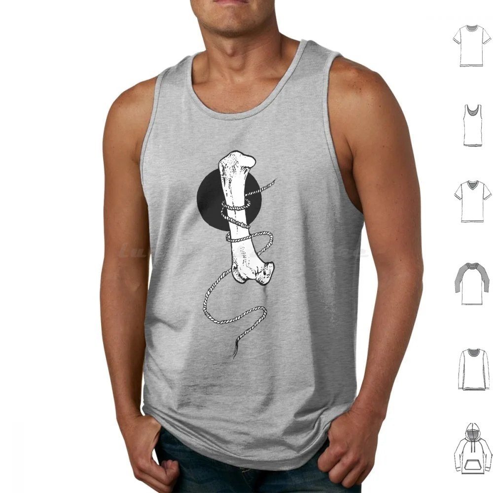 The Big Bone Tank Tops Vest Senza Maniche Rotten Fantom Bone Graphic Desig Line Drawing Dot Work Minimal Bianco E Nero