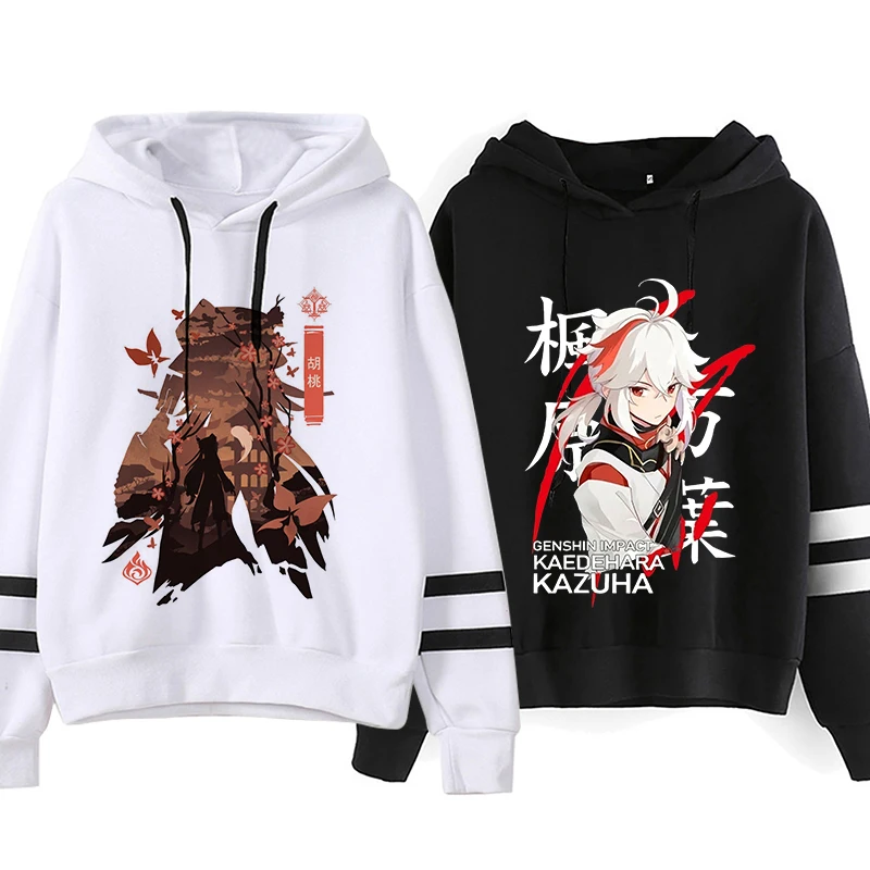 

Newest Genshin Impact Hoodies Unisex Hu Tao Zhongli Hoodies Women/men Genshin Y2k Printed Sweatshirts Kawaii Cartoon Mange Tops