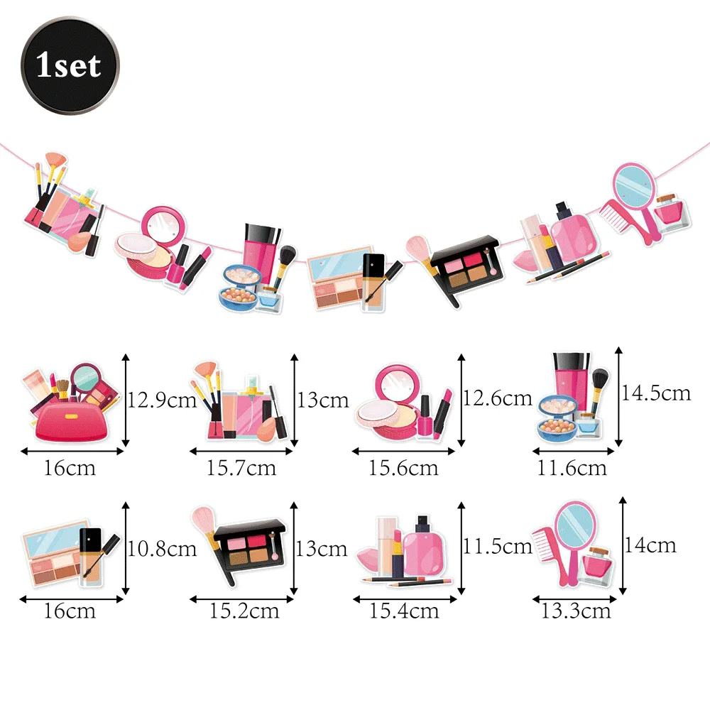 Description Picture 6 of itemSpa Makeup Party Decorations Happy Birthday Banner Balloons Cake Topper for Girls Women Makeup Birthday Spa Party Decor Supplies