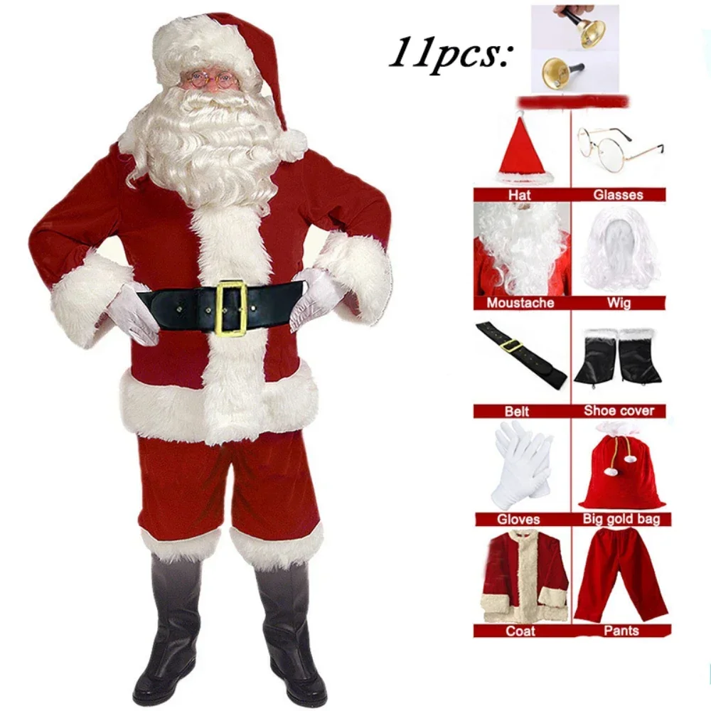 Cosplay Costume Men Festival Costume Set Santa Claus Costume Santa Claus Cosplay Costume Christmas New Year Men Costumes Red Deluxe Classic Adults Xmas Set Carnival Party RolePlay Suits