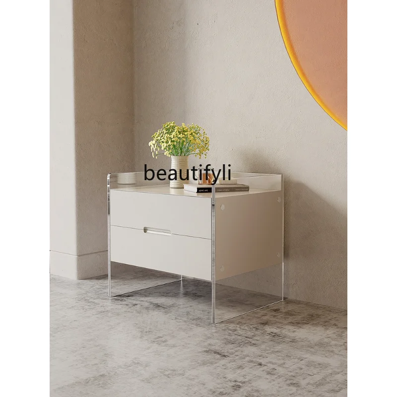 

Acrylic Bedside Table Italian Simple Modern Mini Storage Bedside Cabinet Suspended Bed Storage Cabinet Side Table Furniture