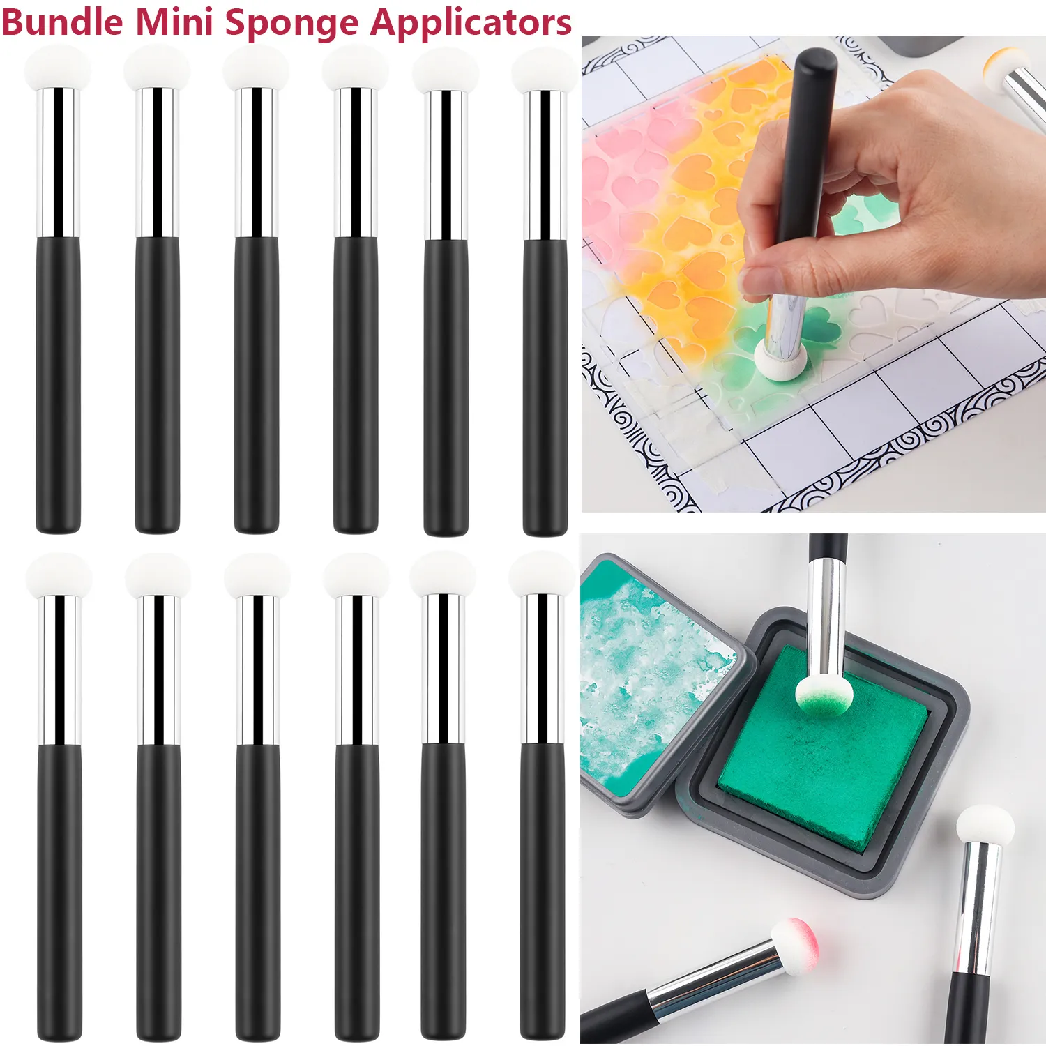 

8-24pcs Bundle Mini Splash Sponge Applicators For Scrapbook Paper Craft Intricate Illustrations Stencils Coloring Paper Pouncers
