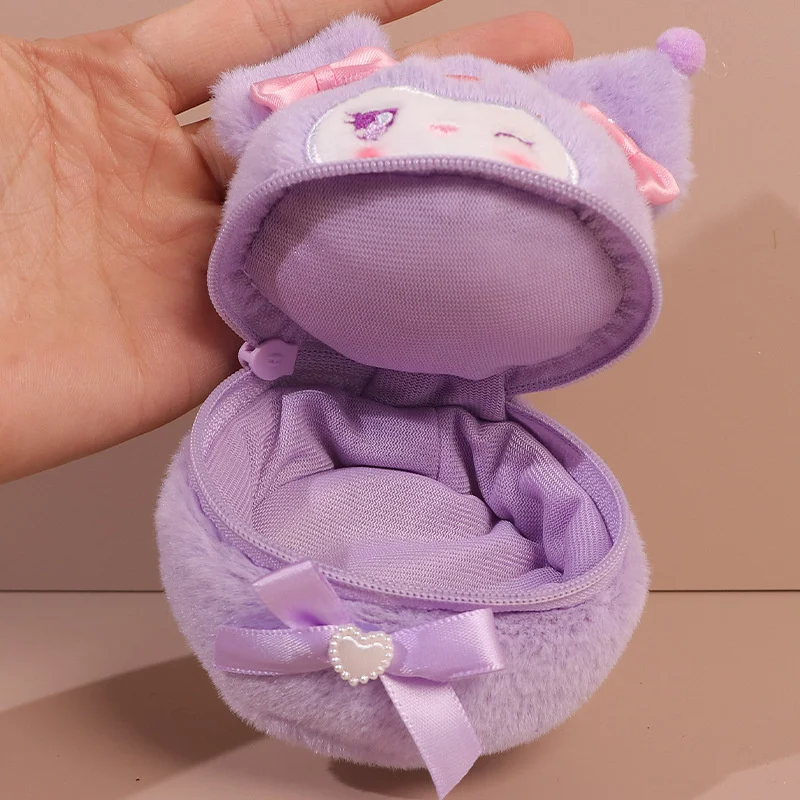 Sanrio Kuromi Cinnamoroll Wallet Hello Kitty My Melody Coin Purse Kawaii Pompom Purin Plush Bag Women Cute Girls Purse Children For Plush Coin Purse Fashion Handbag