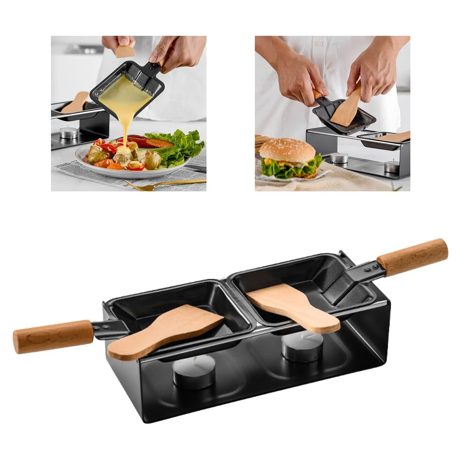Functional Cheese Raclette Set Bakeware Rotaster Melting Pan Dishes for BBQ