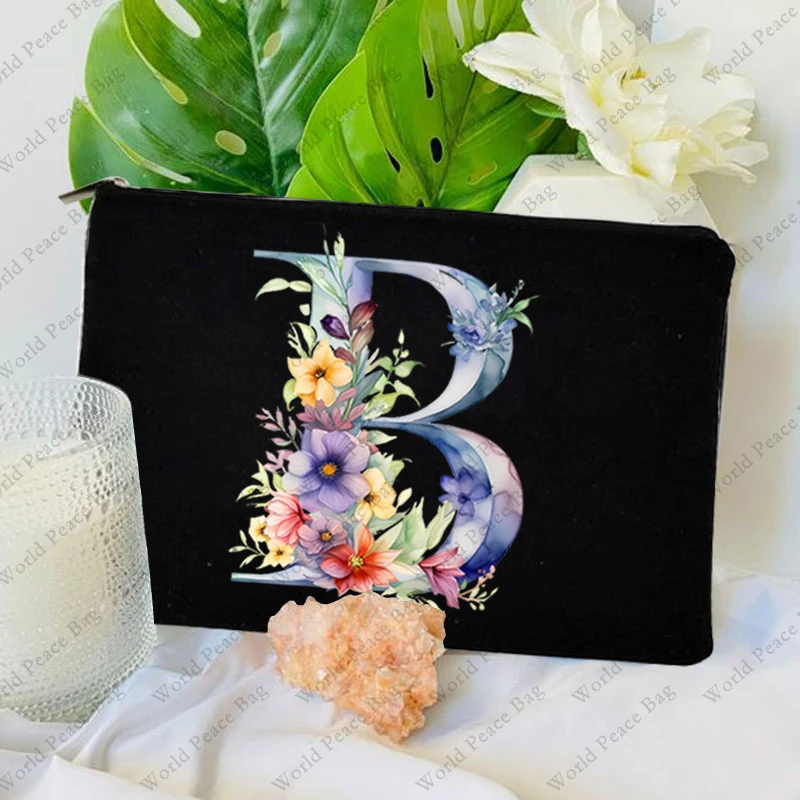 1 Pc Initial Letter Bag Letter Makeup Bag for Women Initial Cosmetic Bag A-Z Personalized Makeup Bag Travel Bag,Initial Cosmetic 4