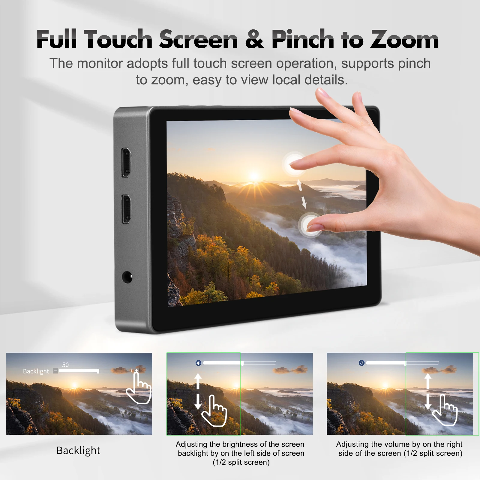 Desview R7II Camera Field Monitor 7 Inch Portable DSLR Camera Monitor 4K HDMI 2600nits HDR Display IPS Screen 1920*1200 3D LUT