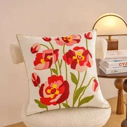 Embroidered Countryside Floral Cushion Covers - 450mm*450mm (Embroidery - Rose)