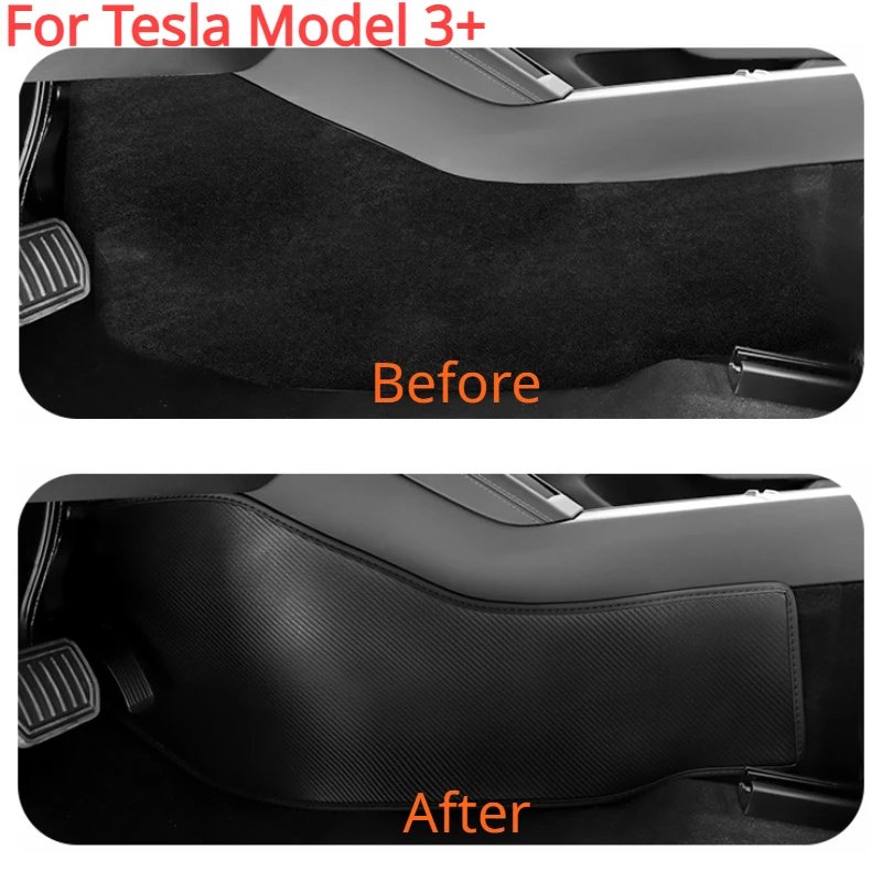 

For Tesla Model 3 Highland 2024 2PCS TPE Side Defense Kick Pad Car Central Control Protective Foot Pad Car Interior Accessories